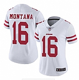 Women Nike 49ers 16 Joe Montana White Vapor Untouchable Limited Jersey,baseball caps,new era cap wholesale,wholesale hats